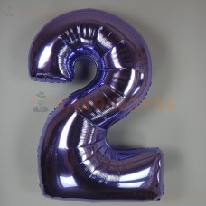 Шар (40''/102 см) Цифра, 2, Сиреневый